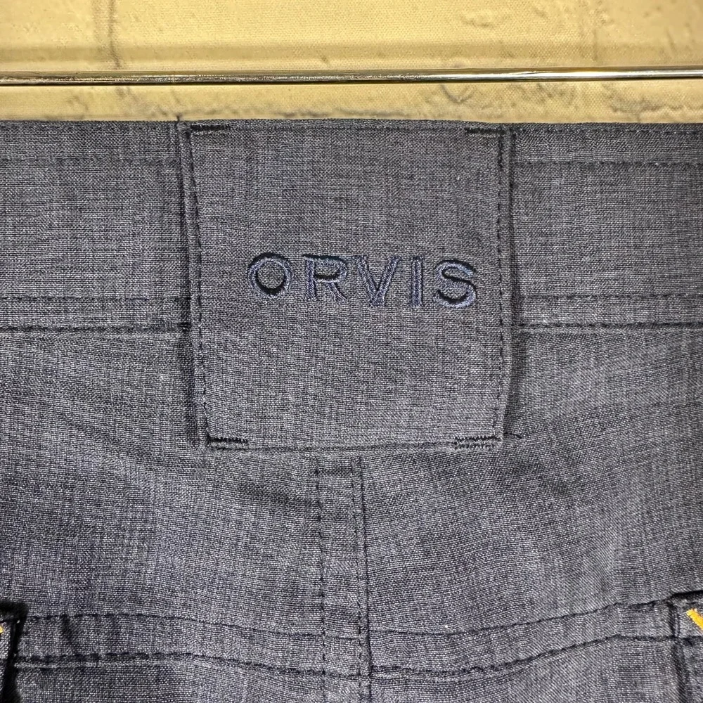 Orvis Mens Performance Shorts Navy‎ Blue Heathered Flat Front Size 42